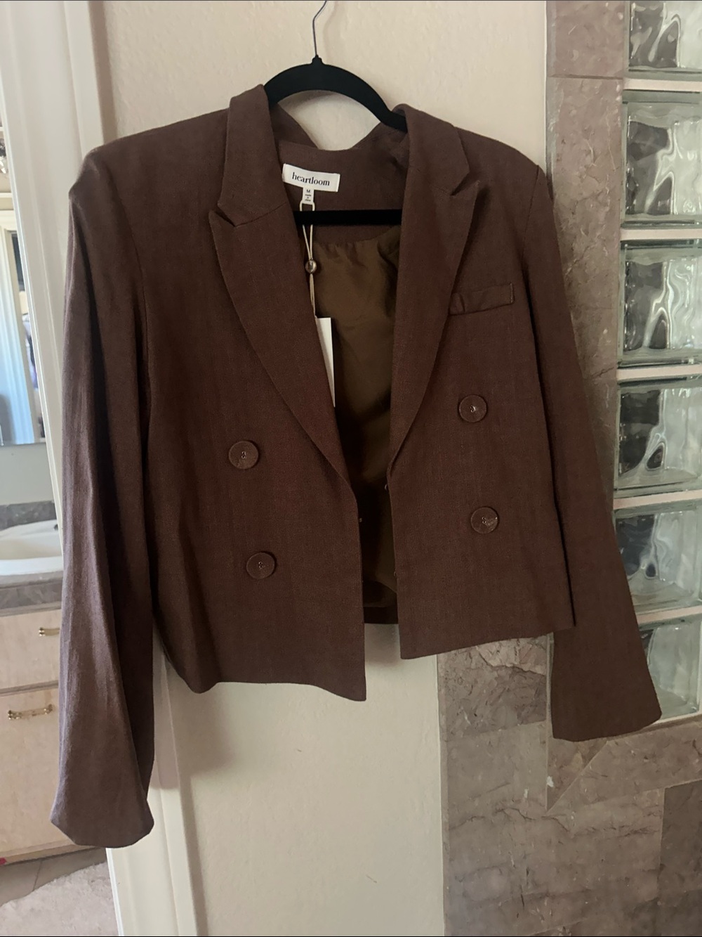 Heartloom Chocolate Brown Double-Breasted Cropped Blazer